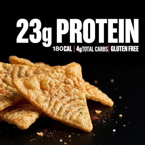 Legendary Foods Cheesy Nacho Protein Chips - Popped Tortilla Style - 23G High Protein 4G Carbs Low Sugar Gluten Free Keto Snack Packs - 10 Pack - Healthy Crunchy Chips