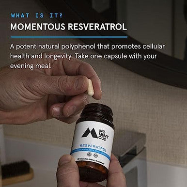 Momentous Resveratrol Supplement 450Mg - Trans-Resveratrol For Healthy Aging, Brain & Heart Support - Nsf Certified, Gmo-Free, Gluten Free, 30 Servings