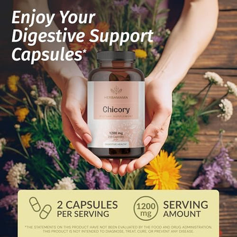 Herbamama Chicory And Milk Thistle Kit - Bundle Of 1200 Mg Chicory Root Capsules & Milk Thistle Tincture 4 Fl Oz - Vegan Non-Gmo Sugar & Alcohol- - 2 Pack