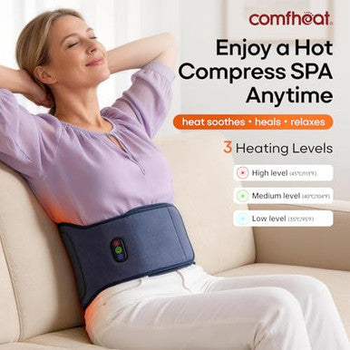 Comfheat Cordless Back Massager With Heat For Pain Relief Deep Tissue Portable Heating Pad For Lower Back & Sciatica Pain 4 Motors Wearable Heat Wrap Belt Battery Powered Extra Large Up To 61"