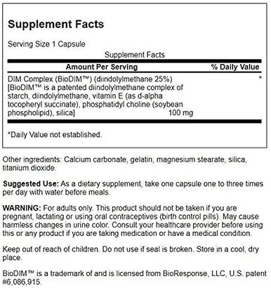 Swanson Dim Complex (Diindolylmethane) 100 Milligrams 30 Capsules (2 Pack)