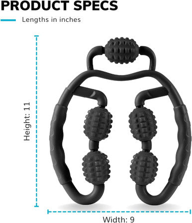 Braceability Handheld Massage Roller - Fit Roller Pro Tool With Trigger-Point Foam Wheels For Sore Muscle Pain, Fascia Cellulite, Deep Tissue Full Body Massager Legs, Shoulders, Neck, Hips Therapy