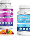 Bio Vitalicasea Moss Ashwagandha & Quercetin Gummies (Bundle) With Bromelain Vitamin C And Zinc & Elderberry + Vitamin D35 In 1 Immune Support