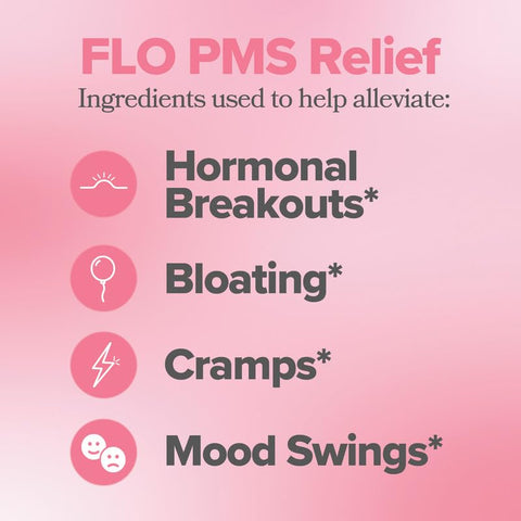 O Positiv Flo Pms Gummies For Women 30 Servings (Pack Of 3) - Proactive Pms Relief - Targets Hormonal Breakouts Bloating Cramps & Mood Swings With Chasteberry Vitamin B6 & Lemon Balm
