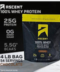 Ascent 100% Whey Protein Powder, Chocolate 4 Lb & Hydration + Energy Electrolytes, Raspberry Lemonade 40 Servings