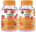 Lifeable Immune Support Kids + Calcium With Vitamin D Kids Gummies Bundle Great Tasting Vitamin Supplement Gluten Gmo Chewable Gummy