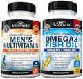 Advanced Daily Men'S Multivitamin With Vitamin C A B D3 E And Zinc (1 Month Supply) Plus Triple Strength Omega 3 Fish Oil Softgels (1 Month Supply)