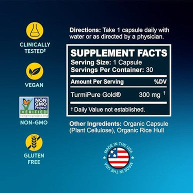 BioEmblem Turmeric Curcumin with Clinically Studied TurmiPure 1 Small Capsule Daily with 24x More Absorption Joint Support and Healthy Inflammation Turmeric Supplement Non GMO