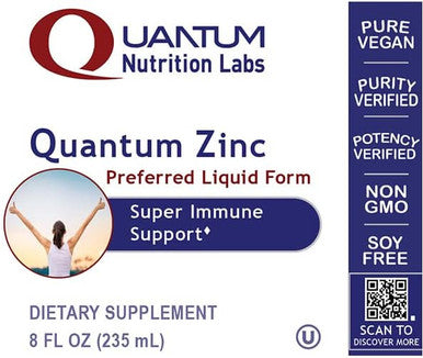 Quantum Nutrition Labs Zinc - Liquid Zinc Drops, Zinc Supplements, Zinc Tincture For Adults, 25Mg Zinc Sulfate Per Serving For Metabolic Function & Immune Support - 8 Fl Oz Bottle
