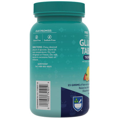 Rite Aid Glucose Tablets, Tropical Fruit Flavor - 50 Count - Low Blood Sugar Tablets - Fat Free - Gluten Free - Sodium Free - Caf