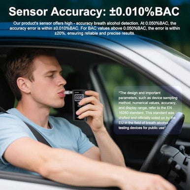 Homealexa Breathalyzer For Alcohol Portable Alcohol Tester With Digital Bac Display High Accuracy Sensor 3-5S Fast Test Personal Breathalyzer With 10 Mouthpieces For Home Party Use