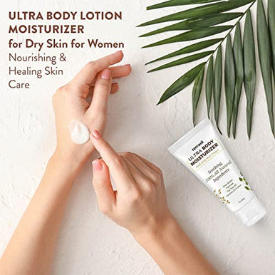 All Natural Dry Skin Body Lotion For Women, Moisturizer Cream By Terrasil Shea Butter, Tea Tree, Lavender, Peppermint, Coconut Oil, Oatmeal, Vitamin E Anti Itch 3 Oz (85G) Tube