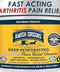 Amish Origins Arthritis Pain Relief Cream 3.5 Oz Maximum Strength Deep Penetrating For Joint Muscle Knee Back Feet Hand Ankle Aches 1 Pack