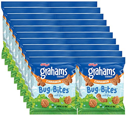Cinnamon Graham Crackers Bug Bites, Made with Whole Grain, Delicious Snacks for the Whole Family, Stock up and Enjoy them (Pack of 20)