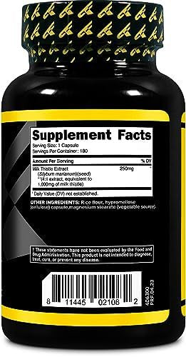 Primaforce Milk Thistle 180 Capsules 1000Mg Equivalent - Gluten Free, Non-Gmo Dietary Supplement, From 250Mg Of 4:1 Extract