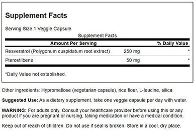 Swanson Pterostilbene Plus with Resveratrol 30 Veg Capsules (4 Pack)