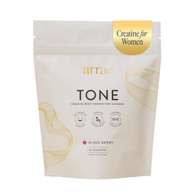Arrae Tone Gummies Creatine Monohydrate 5g for Women Support Lean Muscle Strength & Recovery Hormone-Friendly Muscle Toning Supplement Mixed Berry Flavor 90 Count