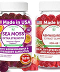Lunakai Usa Made Sea Moss Extra Strength & Ashwagandha Gummies Bundle Daily Plant-Based Wellness Support 60 Non-Gmo Gummies Each