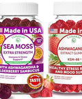 Lunakai Usa Made Sea Moss Extra Strength & Ashwagandha Gummies Bundle Daily Plant-Based Wellness Support 60 Non-Gmo Gummies Each