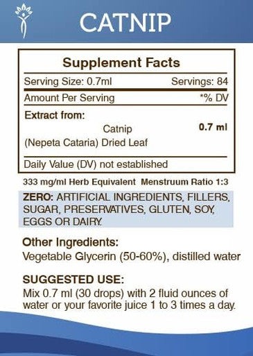 Secrets of the Tribe Catnip Tincture Alcohol-Free Extract, Nepeta Cataria Improves Sleep Quality 2 oz