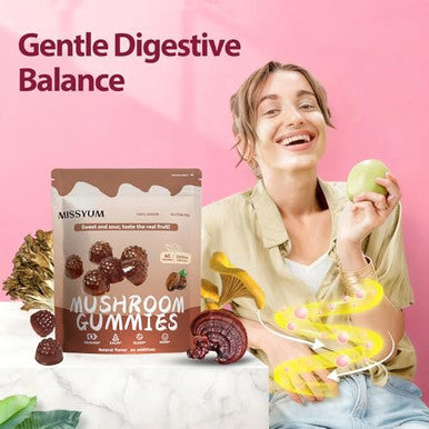 Missyum Mushroom Gummies 10 In 1 Adaptogenic Blend Vegan Coffee Flavor Lion's Mane 60 Count