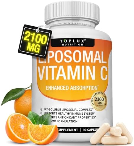 Liposomal Vitamin C 2100mg High Absorption Fat Soluble VIT C Immune Support Collagen Booster Immunity Defense and Powerful Antioxidant MCT Oil and Sunflower Lecithin Acsorbic Acid Vegan NonGMO