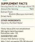 Brahmi B120 Alcohol-Free Herbal Extract Tincture, Concentrated Liquid Drops Natural Brahmi (Bacopa Monnieri) Dried Herb (4 fl oz)