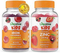 Lifeable Iron & Vitamin C Kids + Zinc 25Mg Kids Gummies Bundle Great Tasting Vitamin Supplement Gluten Gmo Chewable Gummy
