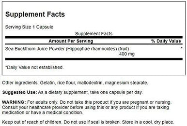 Swanson Full Spectrum Sea Buckthorn 400 Milligrams 60 Capsules (2 Pack)