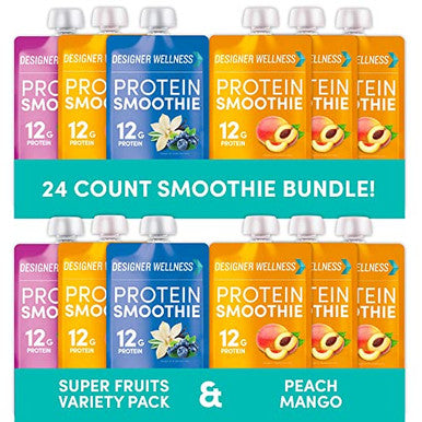 Designer Wellness Protein Smoothies Super Fruits Variety And Peach Mango Bundle