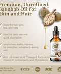 Bella Terra Oils - Baobab Oil 16Oz - The Ultimate Choice For Skin Hydration A Symphony Of Amino Acids & Essential Minerals For Your Skin