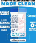 Genexa Clean Antacid Maximum Strength Chewable Tablets Dye 0% Artificial Additives Calcium Carbonate Relief For Heartburn Acid Indigestion & Upset Stomach Organic Berry Flavor 72 Ct