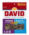 DAVID Roasted and Salted Sweet and Salty Jumbo Sunflower Seeds, Keto Friendly, 5.25 oz, 12 Pack