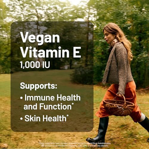 NatureWise Vitamin E 1000 IU Softgels (450mg dLAlpha) Vegan GlutenFree SoyFree NonGMO Antioxidant Dietary Supplement for Skin Heart Eye and Immune Health Support 60Day Supply 120 Count