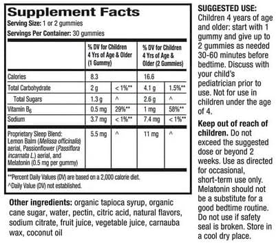 Unisom Simple Slumbers Kids Drug Sleep Aid Gummies 30Count Melatonin 0.5Mg Grape