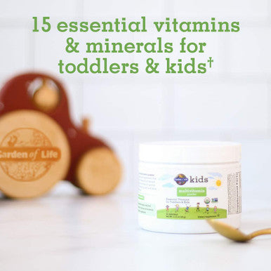 Garden of Life Kids Multivitamin Powder Daily Vitamins And Minerals For Toddlers & Kids - Organic Toddler Multi Powder With 15 Vitamin C D3 Zinc For Healthy Growth - Gluten Free - 30 Day Supply