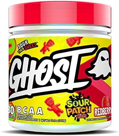 Ghost Bcaa Powder Amino Acids Supplement Sour Patch Kids Blue Raspberry 30 Servings Sugar Intra Post & Pre Workout Amino Powder & Recovery Drink 7G Bcaa