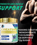 Sporty4 CREATINE Gummies Ultra + BCAA 8000mg | 120 Gummies of Creatine Monohydrate | BCAA | L Carnitine | Vitamin B6 and B12. Pre Workout Muscle Recovery Supplement for Men and Women Blueberry Flavour.
