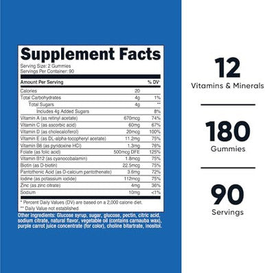 Nutricost Multivitamin Gummies 180 Gummies (Mixed Berry Flavored) 90 Serv Gluten Nongmo And Vegetarian Friendly