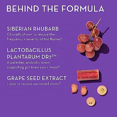 Hum Fan Club Menopause Probiotic Supplement With Siberian Rhubarb For Women May Provide Multisymptom Relief For Hot Flashes & Low Energy. Helps Hormonal Balance (30Count)