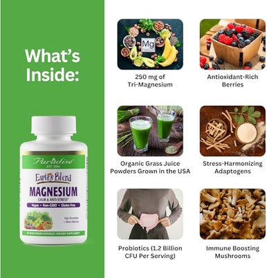 Paradise Herbs Earth'S Blend Women'S Once Daily Multivitamin With Iron 60 Capsules & Earth'S Blend Magnesium 90 Capsules Bundle