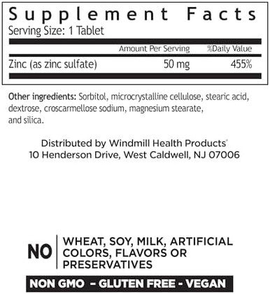 Windmill Zinc Sulfate Tablets, 90 Count