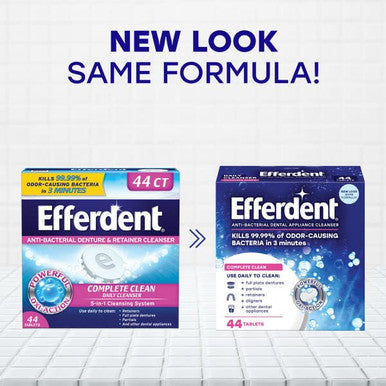 Efferdent Denture Cleanser Tablets, Complete Clean, Cleanser for Retainer and Dental Appliances, 44 Count