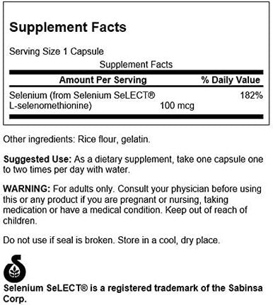 Swanson Selenium (L-Selenomethionine) 100 mcg 200 Capsules