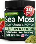 Atlantic Naturals Organic Sea Moss Super Greens Powder - Greens Superfood With 12 Vegetables 15 Fruits Probiotics 16 Herbs & Spices - Digestive Health Energy Skin & Immunity - Mixed Berry Flavor