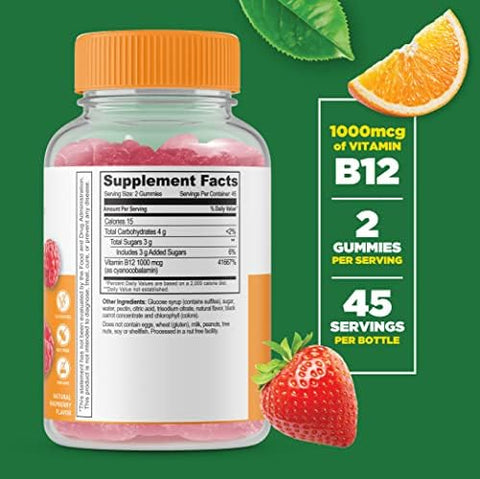 Lifeable Vitamin C 750Mg + Vitamin B12 Gummies Bundle Great Tasting Vitamin Supplement Gluten Gmo Chewable Gummy