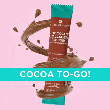 Further Food Collagen Peptides Powder Supplement Dark Chocolate Collagen Flavored Packs GrassFed Hydrolyzed Type 1 3 Collagen. NonGMO Paleo Keto Box of 22