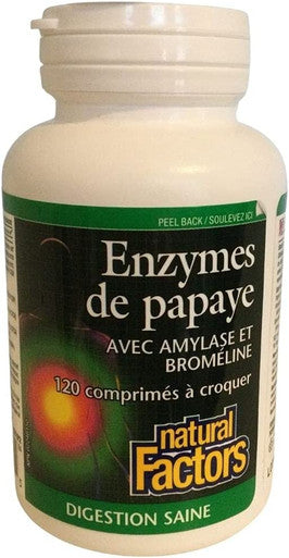 Natural Factors Papaya Enzymes Promotes Healthy Digestion 120 Chewable Tablets