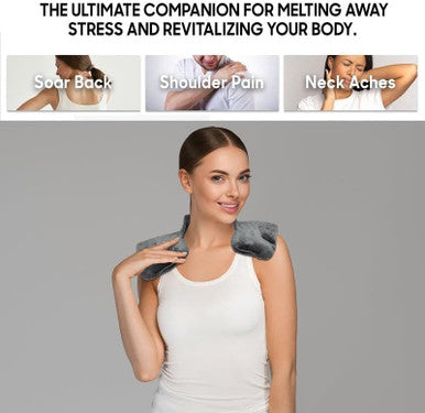 Neck & Shoulder Wrap With Hot & Cold Therapy For Pain Relief, Muscle Relaxation & Stress Reduction + Heated Eye Mask For Dry Eyes & Headaches Comfort Fit Design