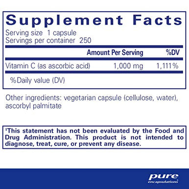 Pure Encapsulations Pure Ascorbic Acid 250 vcaps